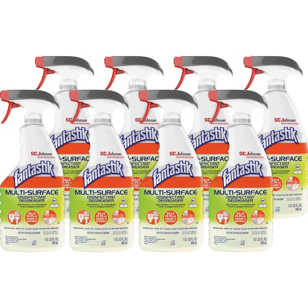 Fantastik Multisurface Disinfectant Degreaser, 1 Qt Spray, Green, 8 PK SJN311836CT - main